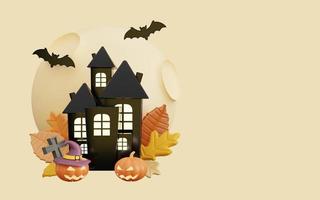 3d illustrazione di contento Halloween con autunno le foglie foto