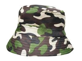 militare camuffare secchio cappello isolato su bianca foto