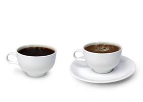 tazza di nero caffè su bianca sfondo foto