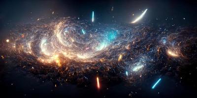 nebulosa via Lattea e galassie nel spazio 3d foto