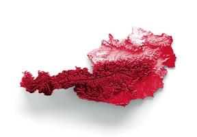 Austria carta geografica con il bandiera colori rosso e giallo ombroso sollievo carta geografica 3d illustrazione foto