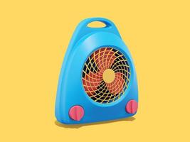 3d resa. multicolore fan riscaldatore su giallo sfondo. foto