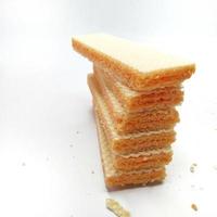 impostato di delizioso wafer con crema formaggio isolato su bianca sfondo. per sfondi, copertine, striscioni, annunci e Di Più foto