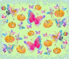 Halloween illustrazione. zucche, farfalle, fiori. foto