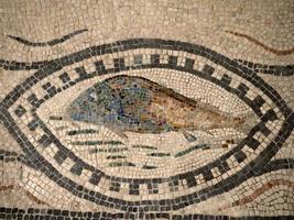 vecchio romano mosaico dettaglio pesce foto