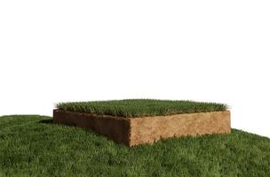 podio di erba del suolo naturale isolato su sfondo bianco foto