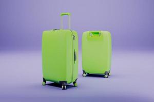 verde viaggio borse. valigia per turismo. bagaglio modello 3d rendere. foto