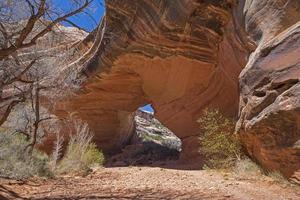 guardare attraverso un' naturale ponte nel il deserto foto