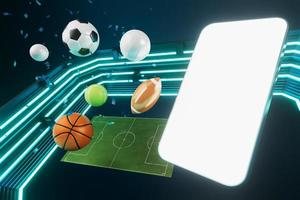 calcio palle oggetto, sport palla disegno, calcio elemento concetto, 3d illustrazione, astratto calcio tecnologia, 3d realistico rendere, verde erba campo , in linea sport abitare, casinò sport attività commerciale foto