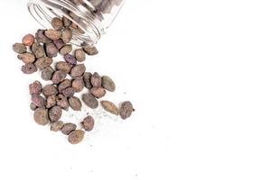 asciutto semi di syzygium cumini, comunemente conosciuto come malabar prugna, Giava o nero prugna, Jamun o jambolan foto