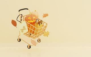 3d illustrazione di Halloween vendita con shopping carrello foto