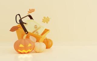3d illustrazione di Halloween vendita con shopping carrello foto
