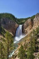 vista del canyon di Yellowstone con caduta e fiume foto