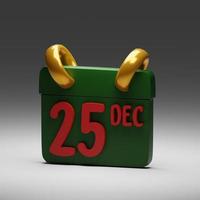 3d reso 25 dicembre calendario Perfetto per Natale design foto