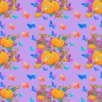 Halloween senza soluzione di continuità modello, sfondo, tessuto. zucche, farfalle, fiore, oro ornamenti. foto