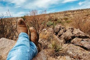 cowboy deserto paesaggio con cactus nel Vittoria guanajuato Messico foto