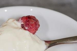 rosso lampone e fragola su ghiaccio crema foto