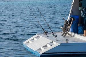 pesca asta su barca nave nel Maldive foto