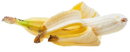 dire bugie pelato maturo Banana isolato su bianca foto