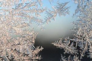 i fiocchi di neve brina brina macro su finestra bicchiere Pannello foto