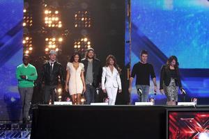 los angeles, dec 19 - l un' reid, Chris rene, nicole Scherzinger, josh Krajcik, paula abdul, simon cowell, melania amaro a il Volpe S il X fattore stampa conferenza a cbs studi su dicembre 19, 2011 nel los angeles, circa foto