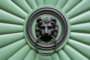 porta verde con leone ornamento