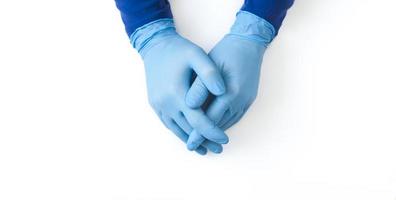 striscione guanti in nitrile blu foto