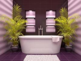 3d illustrazione del bagno interno con nicchie nel muro