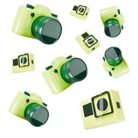 verde macchine fotografiche modello su bianca sfondo 3d rendere illustrazione. foto