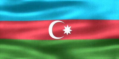 bandiera dell'azerbaigian - bandiera in tessuto sventolante realistica foto