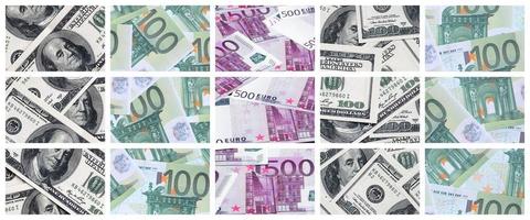 un' collage di molti immagini di Euro banconote nel denominazioni di 100 e 500 euro dire bugie nel il mucchio foto