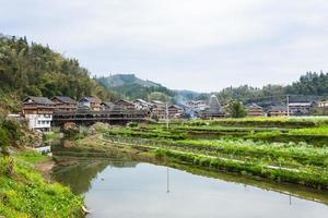 ecco di giardini e coperto ponte nel chengyang foto