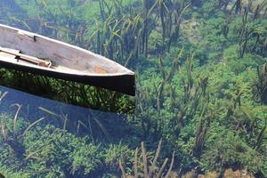 canoa di legno sul corpo d'acqua foto