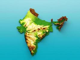 India carta geografica ombroso sollievo colore altezza carta geografica su il mare blu sfondo 3d illustrazione foto