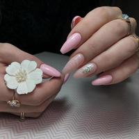 Da donna rosa manicure con design.mani di un' donna con rosa manicure su Chiodi foto