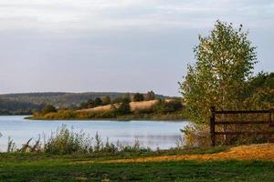 estate russo sul fiume paesaggio con superficiale profondità di campo a luce del giorno foto