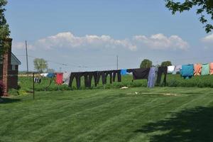 mennonita clothesline sospeso per asciutto nel Lancaster contea foto