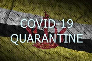brunei darussalam bandiera e covid-19 quarantena iscrizione. coronavirus o 2019-ncov virus foto