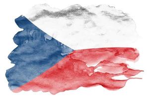 ceco bandiera è raffigurato nel liquido acquerello stile isolato su bianca sfondo foto