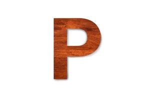 moderno di legno alfabeto lettera p isolato su bianca sfondo con ritaglio sentiero per design foto