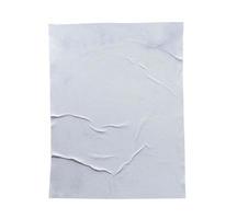 vuoto bianca spiegazzato e sgualcita carta manifesto struttura isolato su bianca sfondo foto