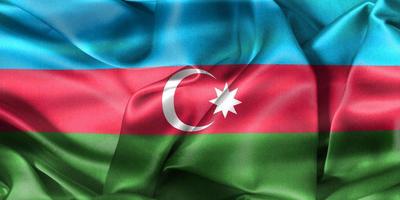 bandiera dell'azerbaigian - bandiera in tessuto sventolante realistica foto