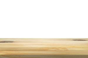 vuoto bambù legna tavolo superiore isolato su bianca sfondo per Prodotto Schermo montaggio foto