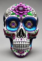 dia de los muertos tradizionale Calavera zucchero cranio decorato con fiori il giorno di il morto illustrazione foto