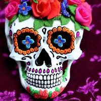 cranio coperto con fiori per giorno di il morto messicano Festival creativo illustrazione foto