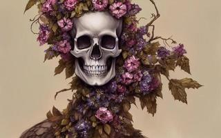 cranio coperto con fiori per giorno di il morto messicano Festival creativo illustrazione foto