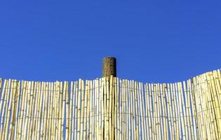 di colore chiaro bambù recinto contro un' chiaro cielo foto