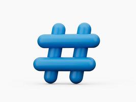 blu Rete hashtag icona cartello etichetta tendenza sociale Seguire simbolo isolato su bianca sfondo 3d illustrazione foto