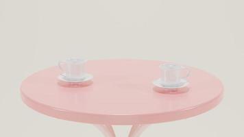 il giro pastello moderno minimo tavolo impostato con sedie. finto su minimo interno design concetto con copia spazio 3d interpretazione 3d illustrazione. foto