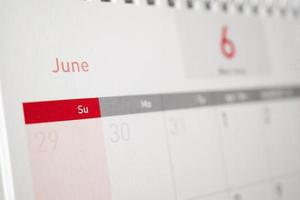 giugno calendario pagina con mesi e date attività commerciale pianificazione appuntamento incontro concetto foto